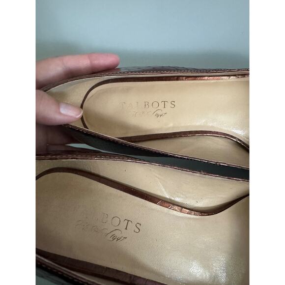 Talbots Womens Brown Round Toe Slip On Stiletto Pump Heels Size 9.5 B Metallic - Picture 4 of 8